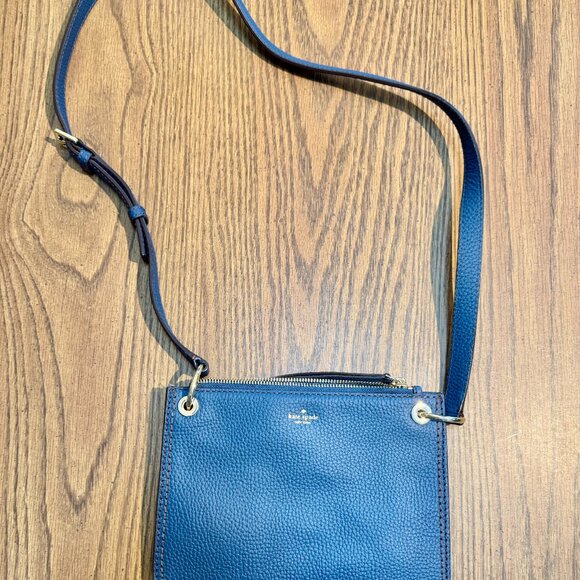 Kate Spade New York Navy Leather Crossbody Bag Pebbled - New - Never Used - Picture 4 of 15